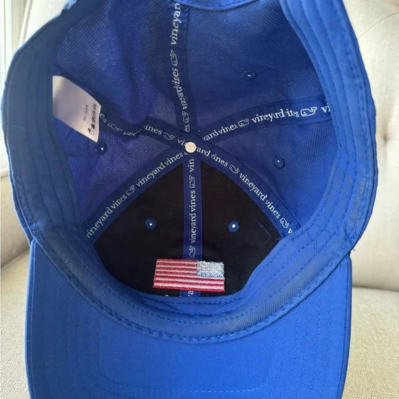 Vineyard Vines Royal Blue Baseball Cap with Embroidered American Flag - Picture 3 of 5